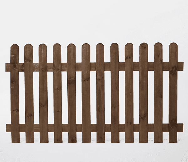 6FT x 3FT Picket Fence Panel (Round Top) | Brown | Perfect choice for creating a low level garden divider without obstructing visibility within your garden.