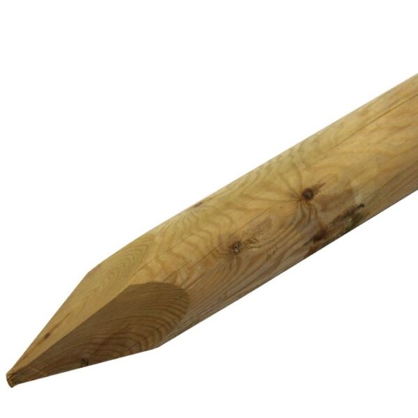1800mm x 100mm x 100mm Machine Round Pointed Post | Green | Treated Chamfered Top Easy Installation: Pointed spike for hassle-free installation