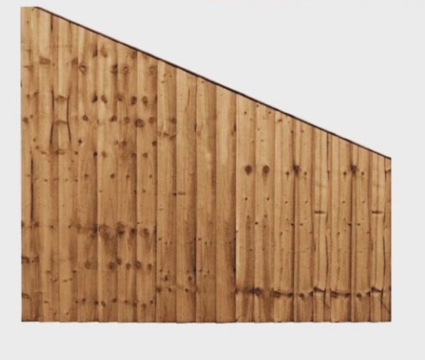 6FT x 5FT to 3FT | Superior Heavy Duty SLOPING Closeboard Panel | Brown - Four backing rails, pressure treated and topped with panel capping to aid rain run off