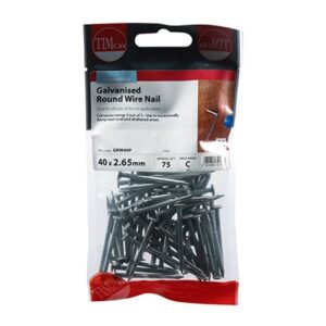 Bright Round Wire Nail | 40 x 2.65mm | 75 in a Bag